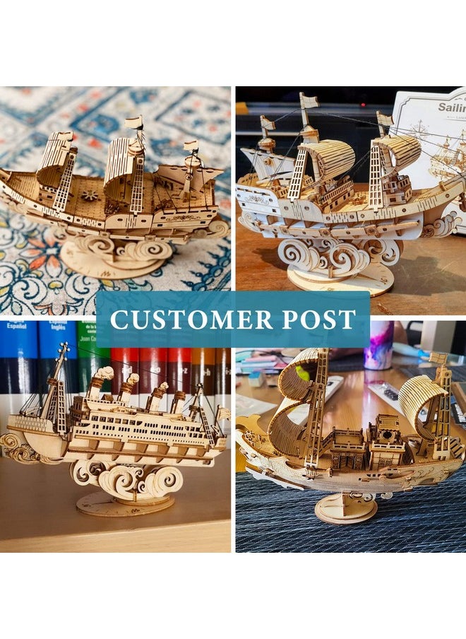 RoWood 3D Wooden Puzzle For Adults, Vintage Wooden Watercraft Model Kit To Build, Best Gift Ideas - Sailling Ship  - Image 2