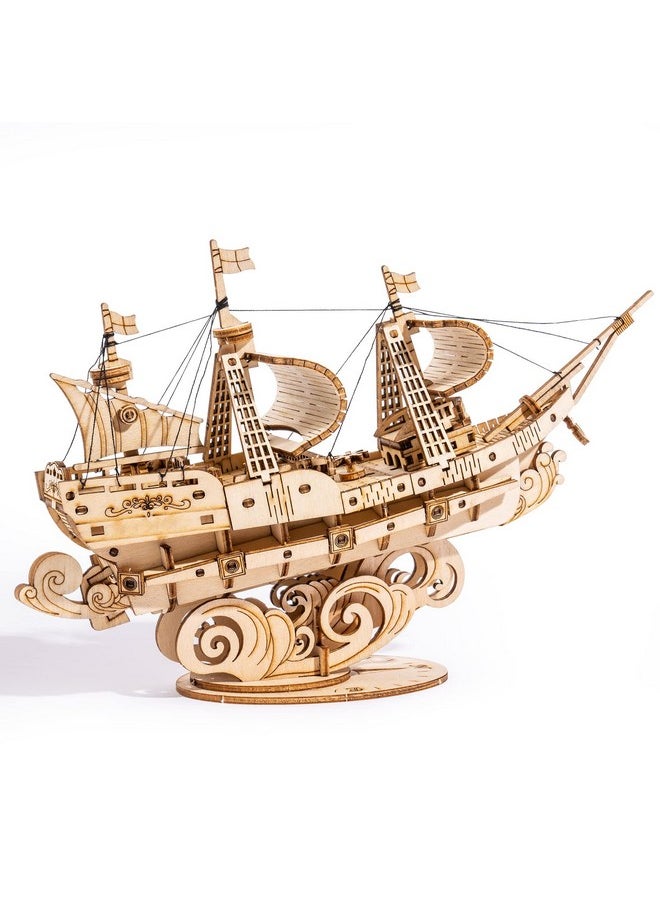 RoWood 3D Wooden Puzzle For Adults, Vintage Wooden Watercraft Model Kit To Build, Best Gift Ideas - Sailling Ship  - Image 1