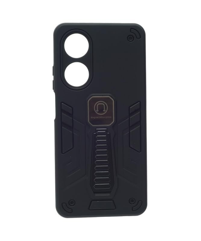 C.F.S Hard Silicone Back Phone Protection Cover With Magnetic Kickstand For Oppo A60 - Black - 181 - Image 1