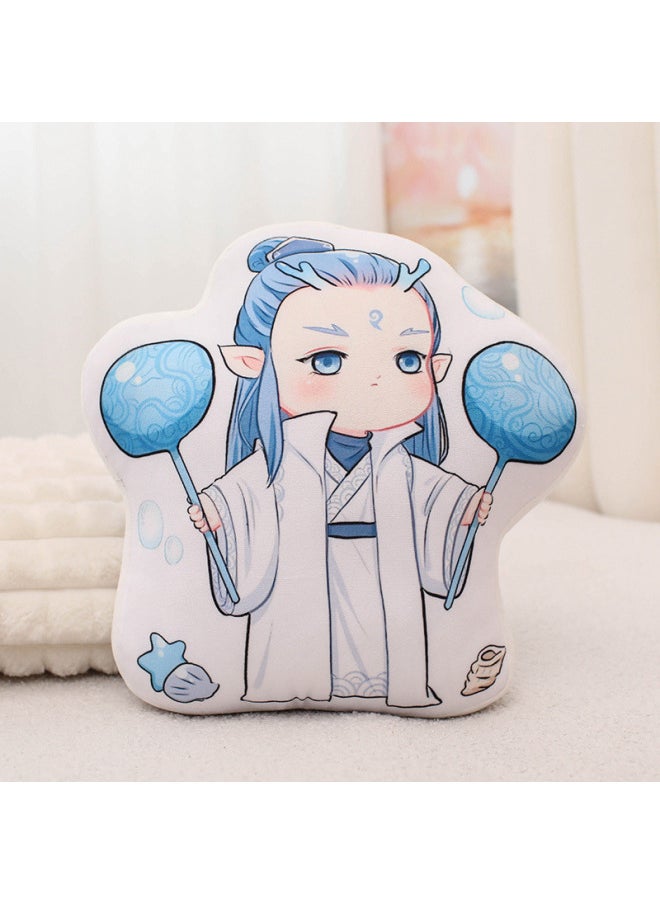 Ne Zha 2 Pillow Ao Bing Magic Child Sea Dragon King Ao Guang Ao Leap Living Room Sofa Pillow Bedroom Bedside Cushion-Color:Long-aobing Double Hammer 35*35*15cm/0.4kg-Height:-cm  - Image 1