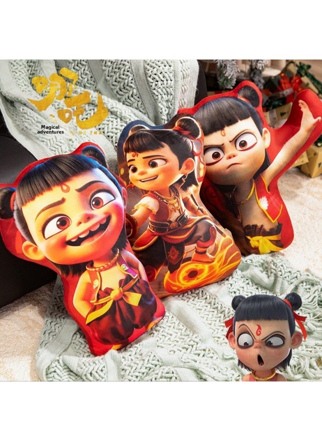 Ne Zha 2 Pillow Ao Bing Magic Child Sea Dragon King Ao Guang Ao Leap Living Room Sofa Pillow Bedroom Bedside Cushion-Color:Long-aobing Double Hammer 35*35*15cm/0.4kg-Height:-cm  - Image 5