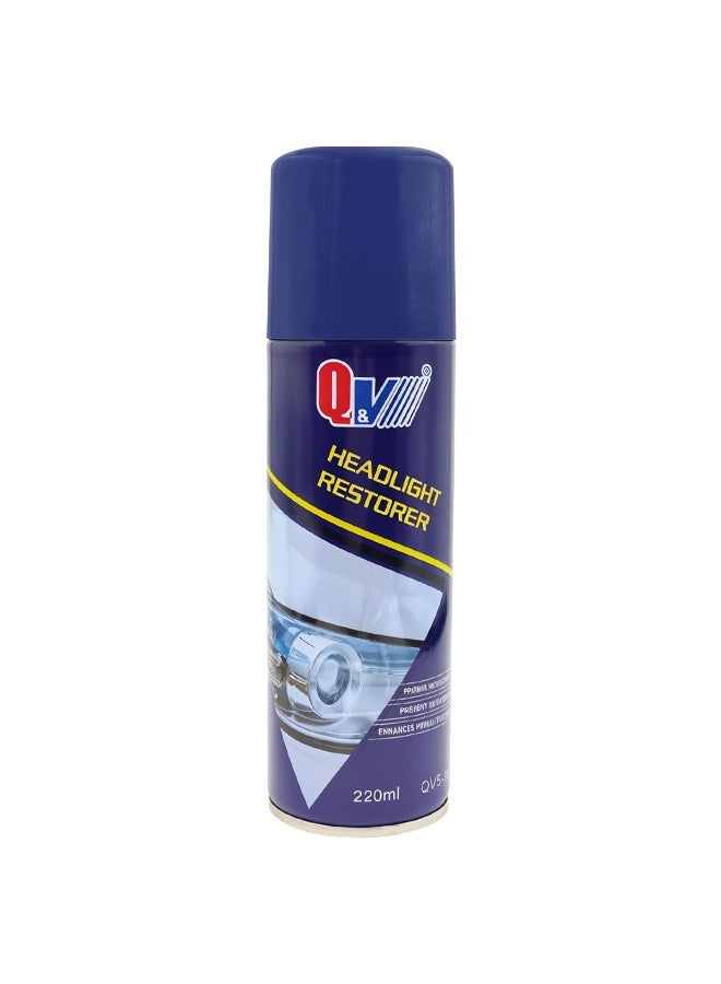 Headlight Restorer QV5-160 220ml for Car Headlamp Restoration, Removes Yellowing Oxidation Scratches Haze, Clear Lens Repair Spray, Enhance Brightness Visibility, Automotive Headlight Cleaner for Cars SUV Van Motorcycle Plastic Lens Maintenance - Image 1
