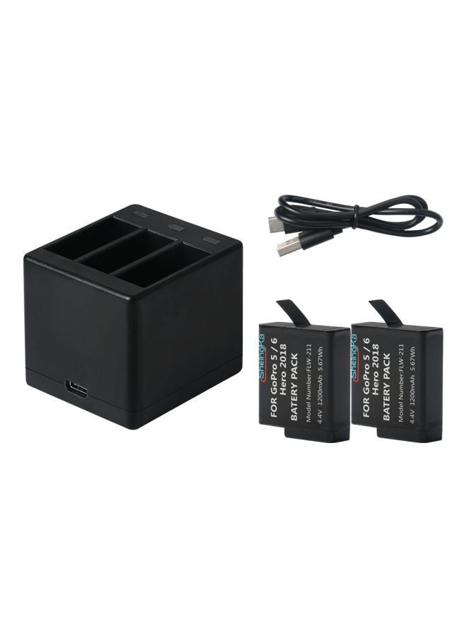 NIBEMINENT 3-Channel Battery Charger For GoPro Hero 5/Hero 6/Hero 7 2018 Black - Image 1