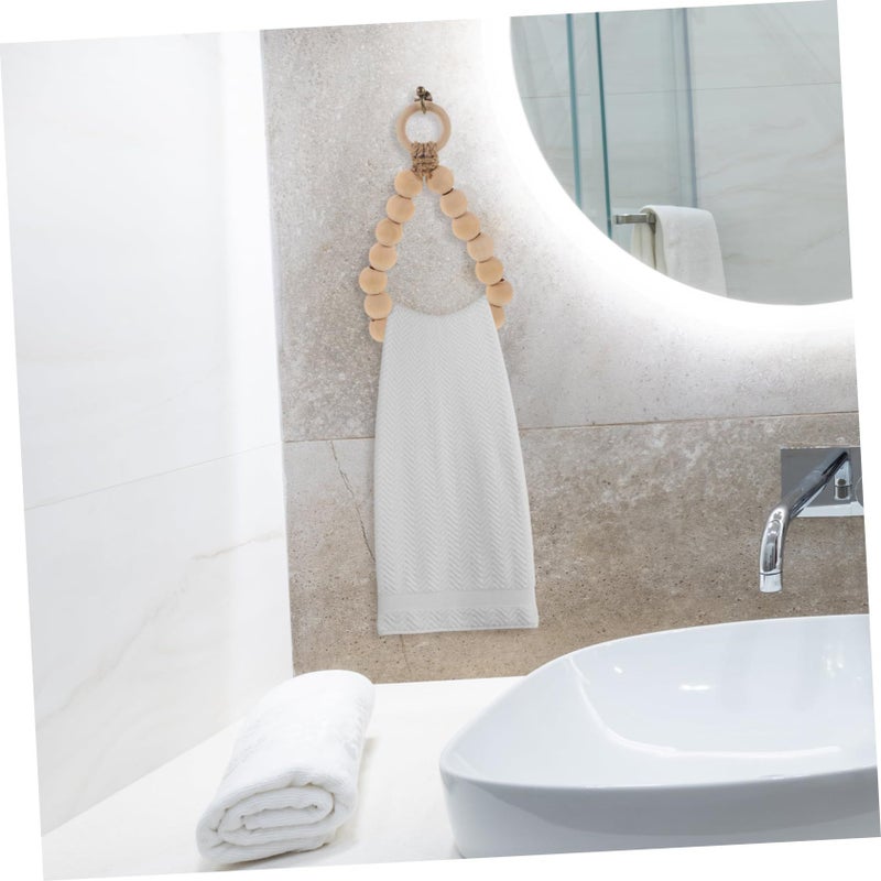 Wooden Towel Holder Wall Mounted Bead Design For Kitchen And Bathroom - Image 5