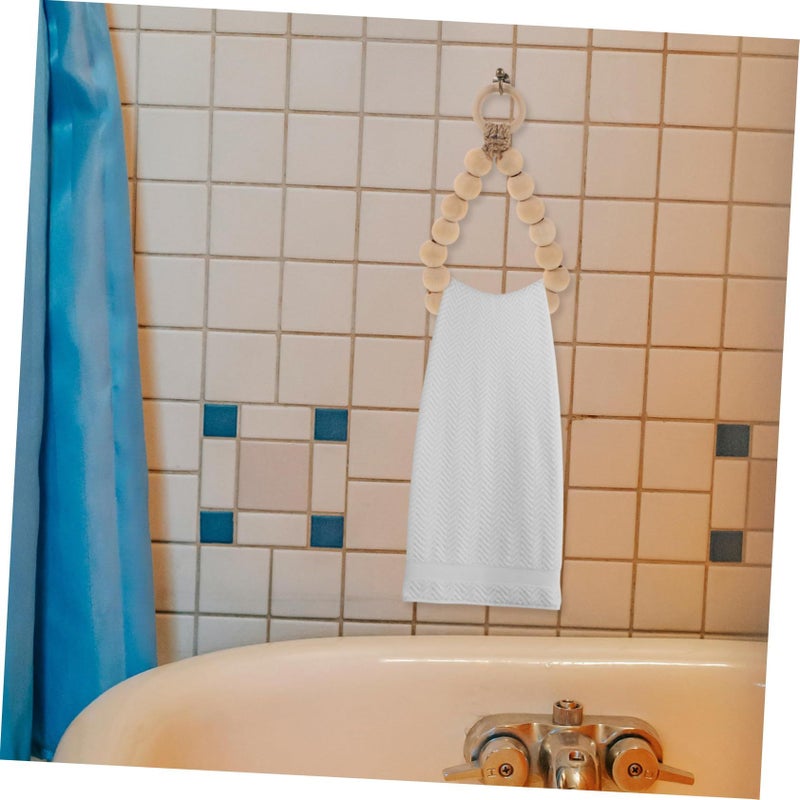 Wooden Towel Holder Wall Mounted Bead Design For Kitchen And Bathroom - Image 3