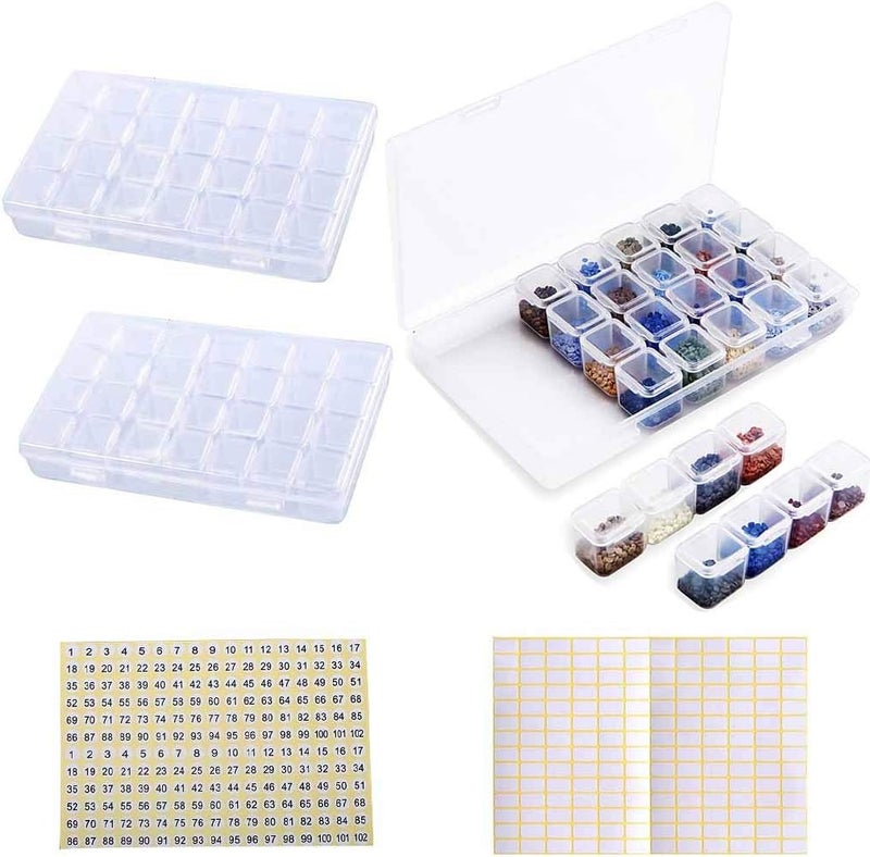 Eiito Diamond Embroidery Box Packs of 2 (28 Grids), 5d Diamond Box Plastic Bead Case Storage Container - Image 1