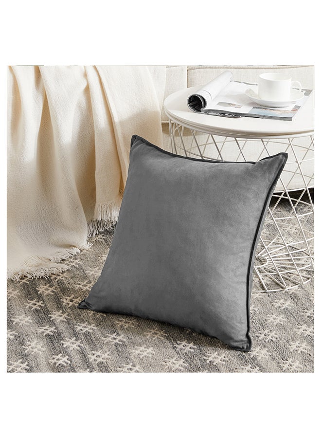 Fancy Homi أغطية وسائد زخرفية رمادية داكنة فاخرة 2 عبوة 18"x18"، ديكور منزلي حديث على طراز المزرعة، غطاء وسادة مربع ناعم للغاية من جلد الغزال الصناعي للكنبة أو السرير 45x45 سم - Image 2