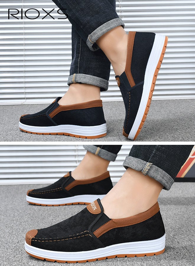 ريوكس أحذية رجالية بدون كعب، أحذية رجالية خفيفة الوزن بدون كعب، أحذية قماشية مانعة للانزلاق، أحذية كاجوال مع بطانة قابلة للتنفس، أحذية مريحة للمشي، أحذية رياضية بدون كعب للارتداء الكاجوال والقيادة والعمل والمزيد - Image 4