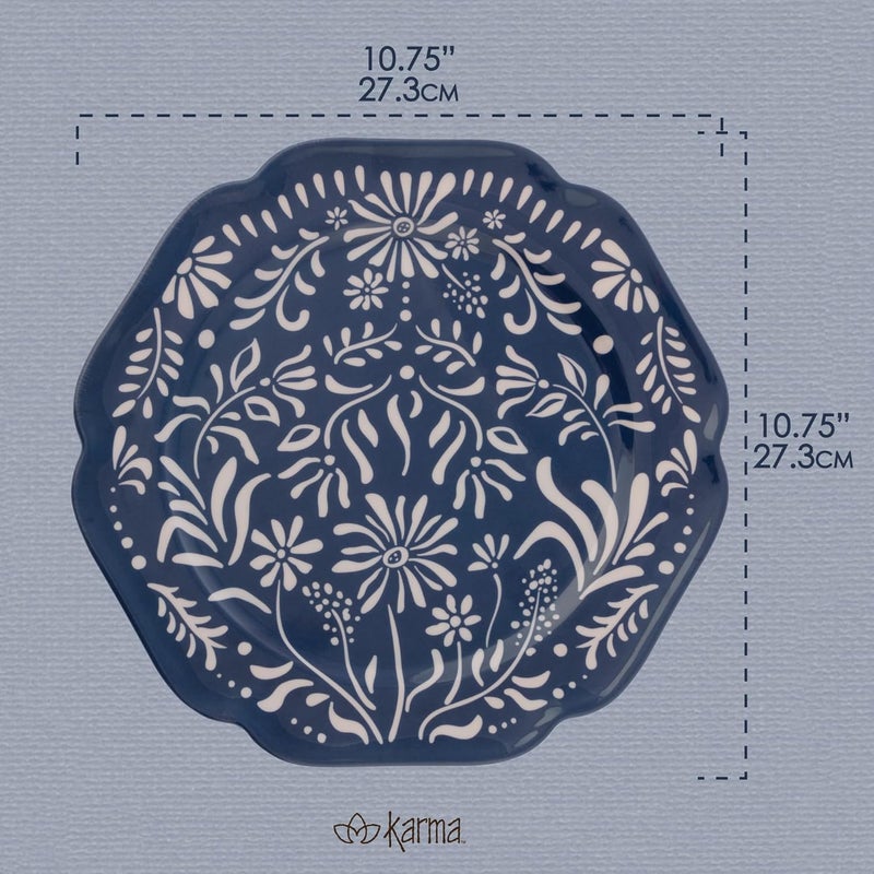 Karma 1075 inches Melamine Dinner Plates Set of 4 Reusable Dishwasher Safe Plates for Outdoor and Indoor Mykonos - Image 3