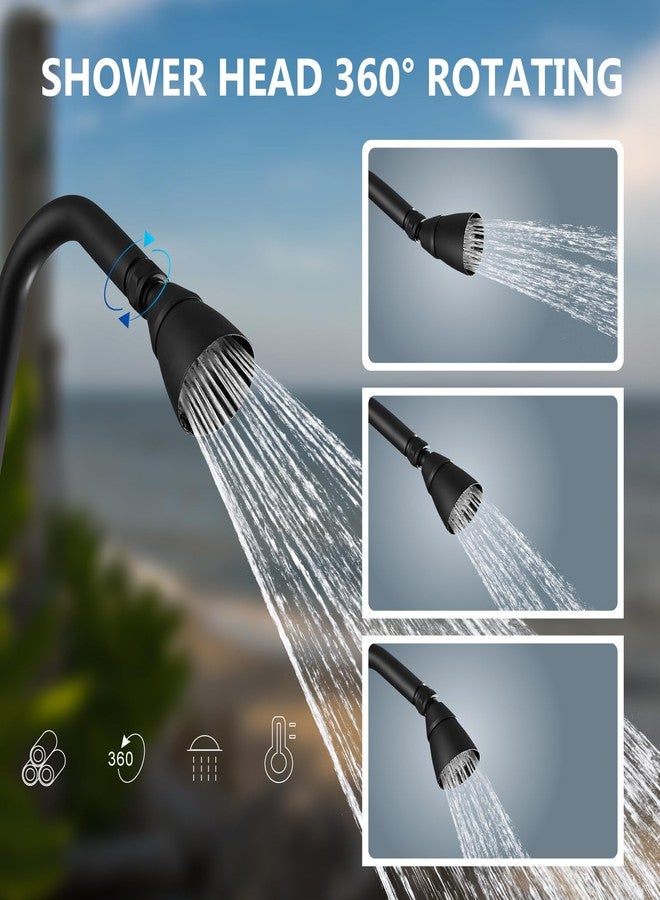 Aolemi Outdoor Shower Fixtures,Outdoor Shower Kit Faucet System 3 Inch Center with Brass Showerhead,2 Handle Exposed Shower with Brass Mix Valve,with Soap Dish,Pipe Upward,Matte Black - Image 4