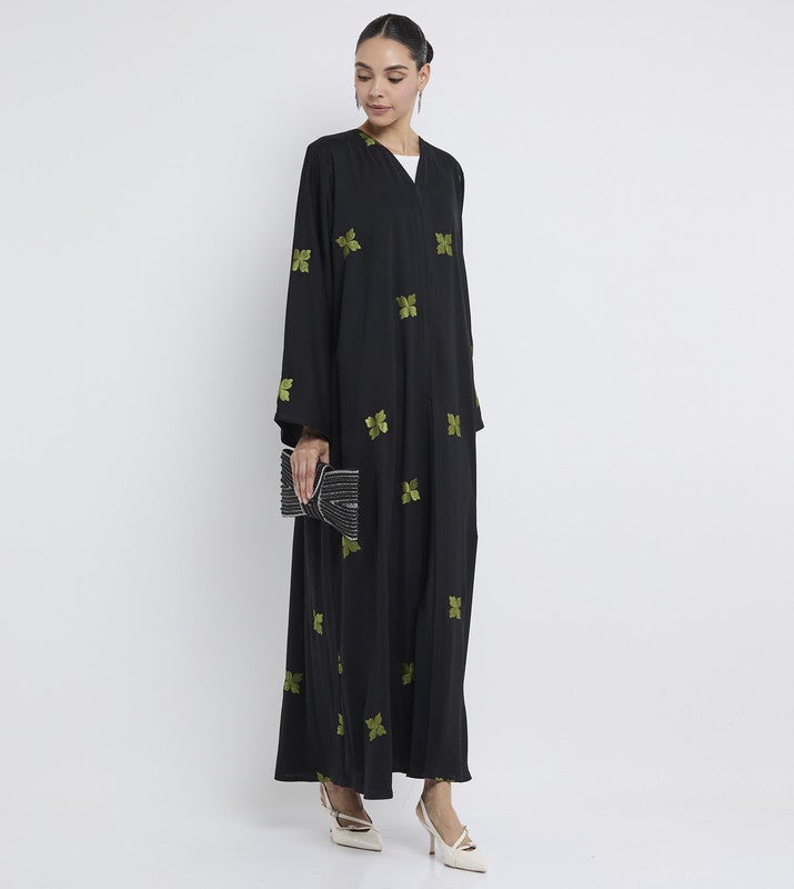 ROZA Black embroidered abaya - Image 2