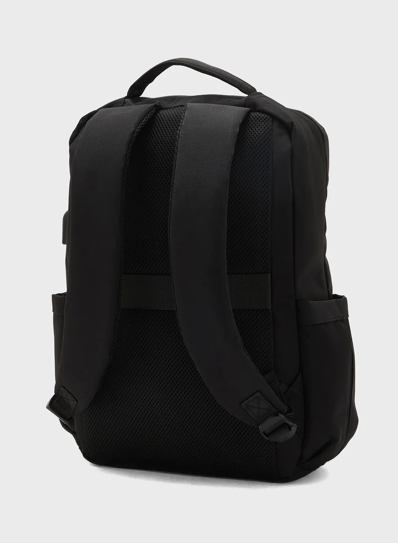 Robert Wood Padded Back Support Casual Backpack With Usb Port