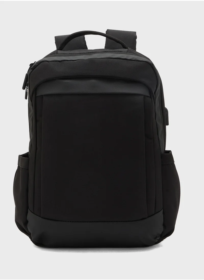 Robert Wood Padded Back Support Casual Backpack With Usb Port