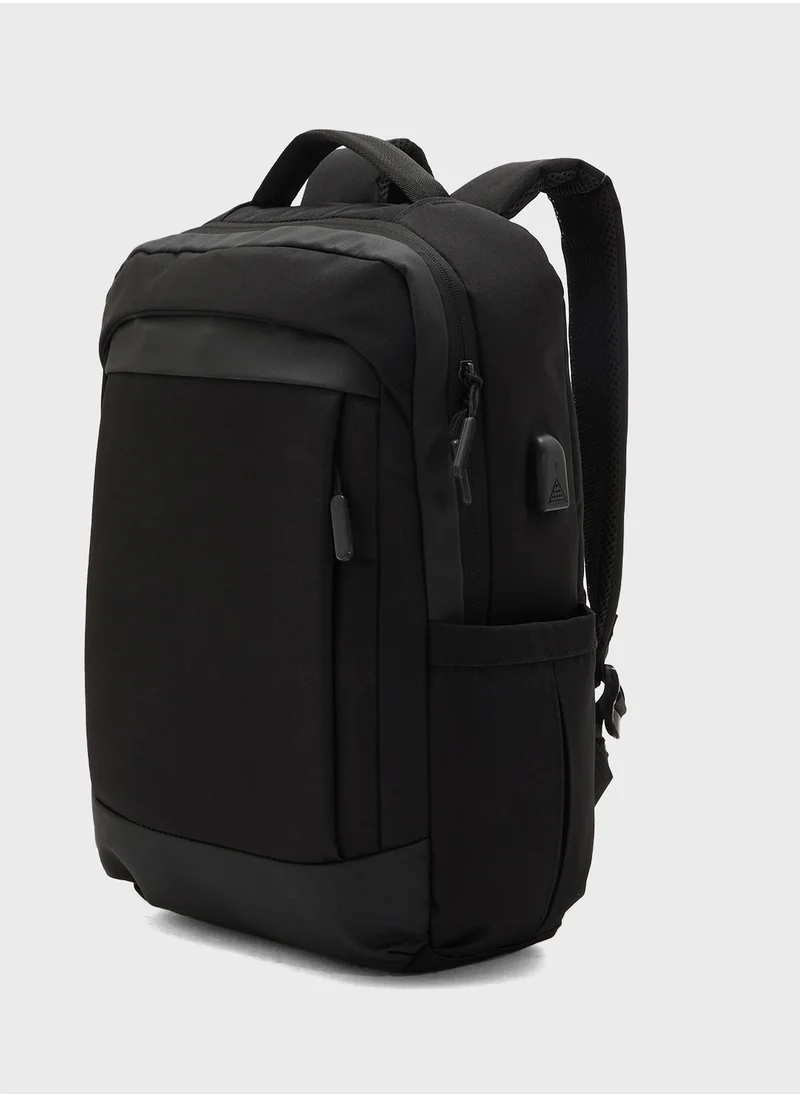 Robert Wood Padded Back Support Casual Backpack With Usb Port