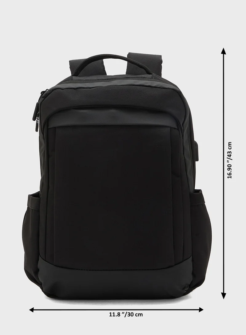 Robert Wood Padded Back Support Casual Backpack With Usb Port