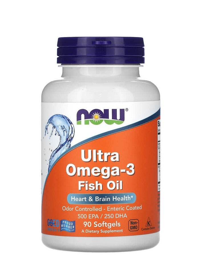 now NOW Foods Ultra Omega-3 Fish Oil 90 Softgels  - Image 1