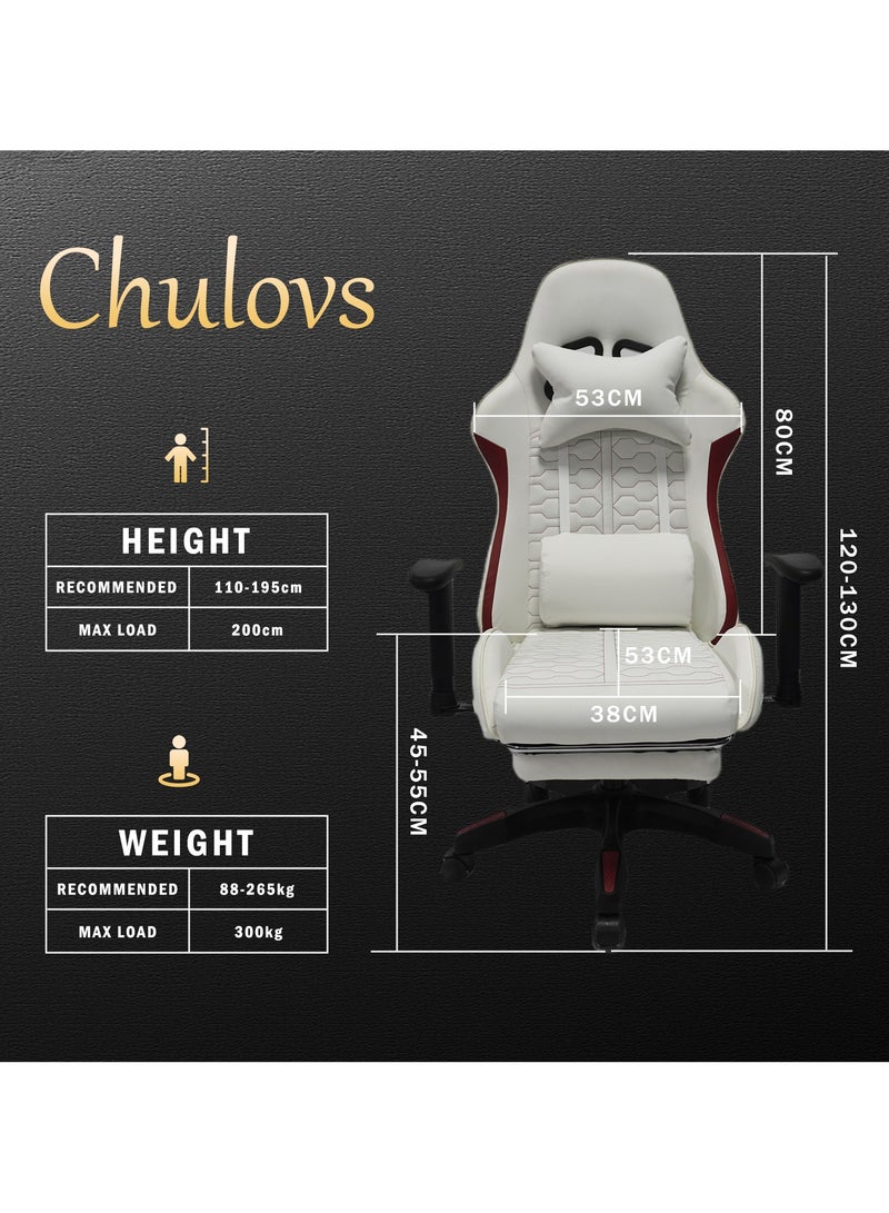 Chulovs Chulovs Gaming Chair Office Chair High Back Computer Chair Desk Chair Racing Video Game Adjustable Swivel Chair with Footrest and Lumbar Support  - Image 3