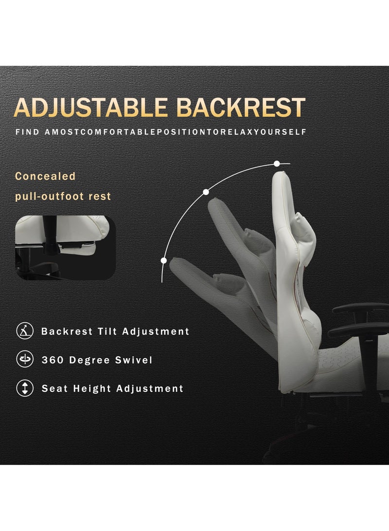 Chulovs Chulovs Gaming Chair Office Chair High Back Computer Chair Desk Chair Racing Video Game Adjustable Swivel Chair with Footrest and Lumbar Support  - Image 5