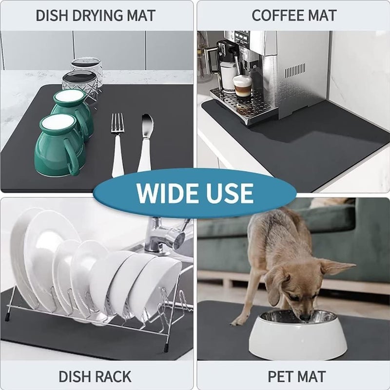 BROGBUS BROGBUS Water Absorbing with NonSlip Rubber Backed Kitchen Dish Drying Mat for Wet Utensils Kitchen Counter Top 30x40 Cm Black Color - Image 5