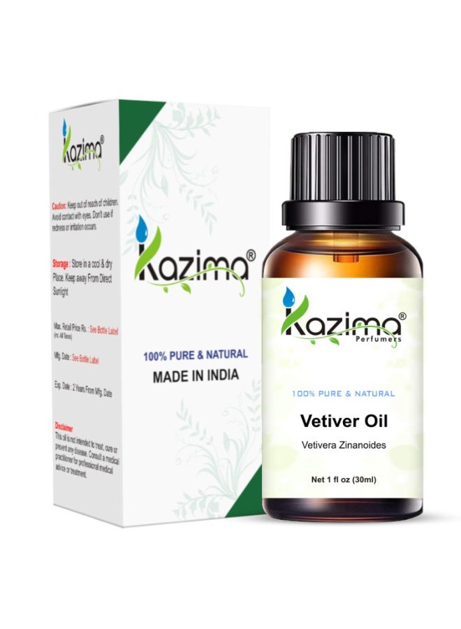 KAZIMA Vetiver Essential Oil - 100% Pure Natural & Undiluted For Skin care & Hair care (30ml) - Image 1