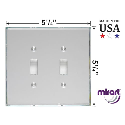 Mirart GlassAlike® Double Toggle/Switch | Premium 3/16" Thick Acrylic Mirror Wall Plate Cover with Gasket/Frame for Flush Mount | Oversized 5¼" x 5¼" | Looks Like Glass Mirror Only Better - Image 2