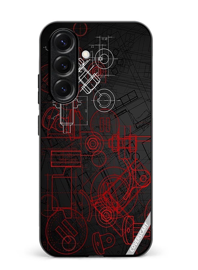 VR CREATIVE Protective Case Cover For Samsung Galaxy S25 Industrial Abstract Design Multicolour