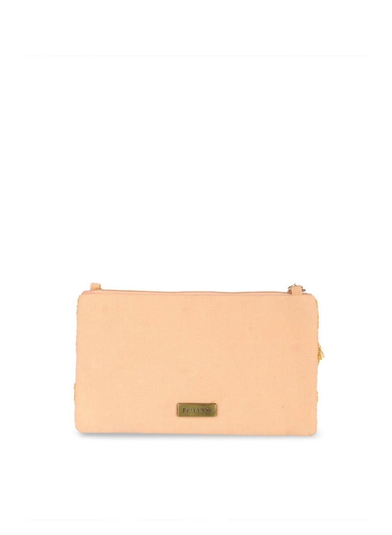 Priyaasi Yellow Geometric Embellished Sling Bag with Tasselled  - Image 4