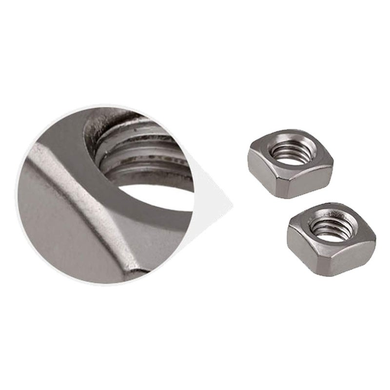 DGZ 100pcs M8 Square Nut, Metric Coarse Thread Nut,Zinc Plated, Silver Tone(Size: M8×12×6). - Image 3