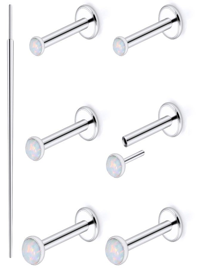 Ftovosyo 18G Threadless Push in Nose Rings Studs Surgical Steel Pushin Nose Stud 2mm 2.5mm 3mm Round White Opal Nose Piercing Jewelry for Women Men Bar Length 6mm - Image 1