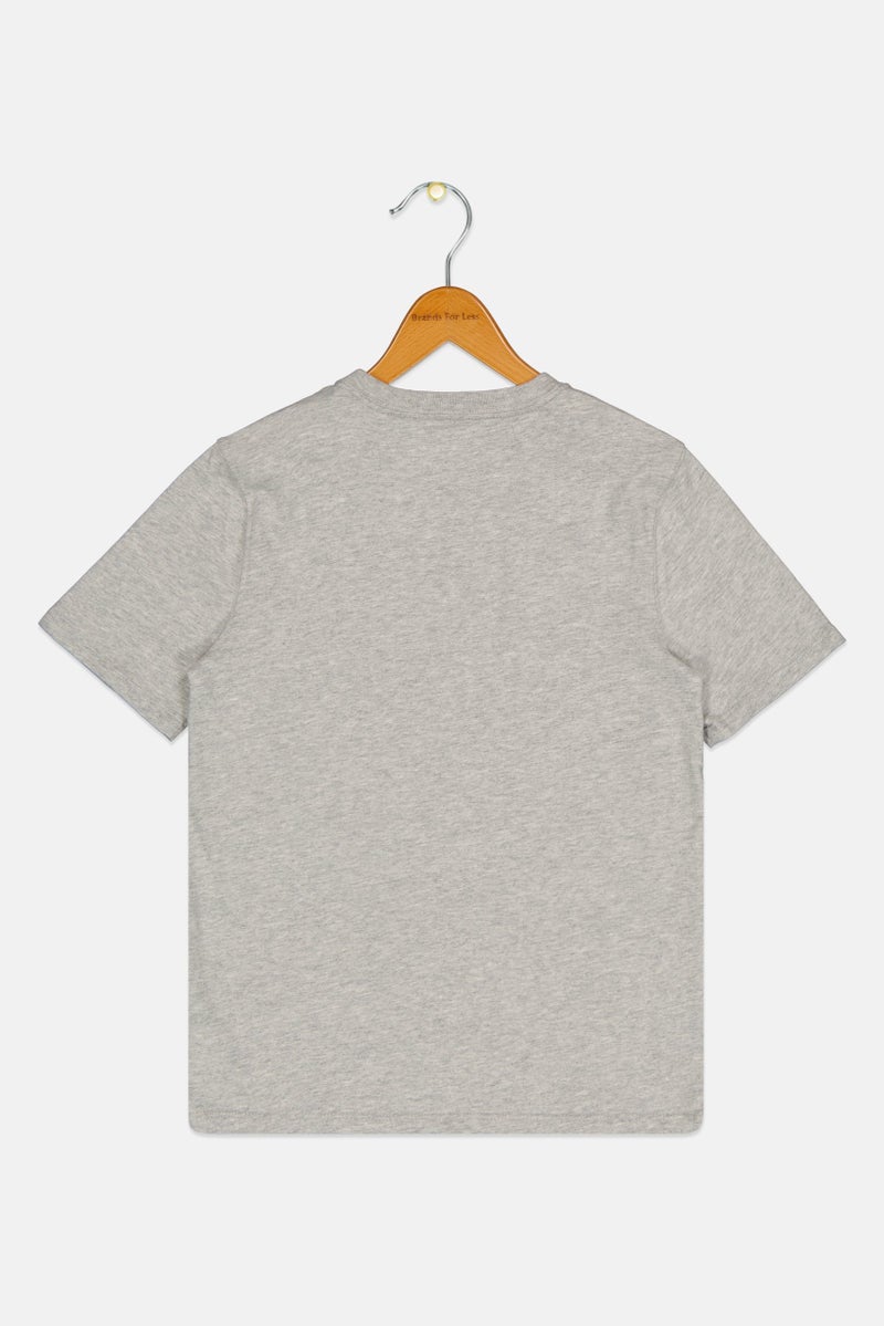 GAP Kids Boy Crew Neck Short Sleeve Brand Logo T-Shirt, Grey  - Image 2