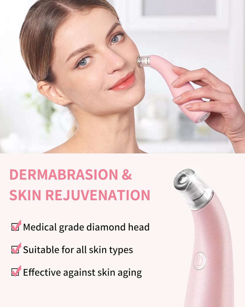 NEWDERMO 2-in-1 Microdermabrasion Machine for Facial, Diamond Microdermabrasion Device USB Rechargeable - Advanced Home Facial Treatment Machine (Pink) - Image 2