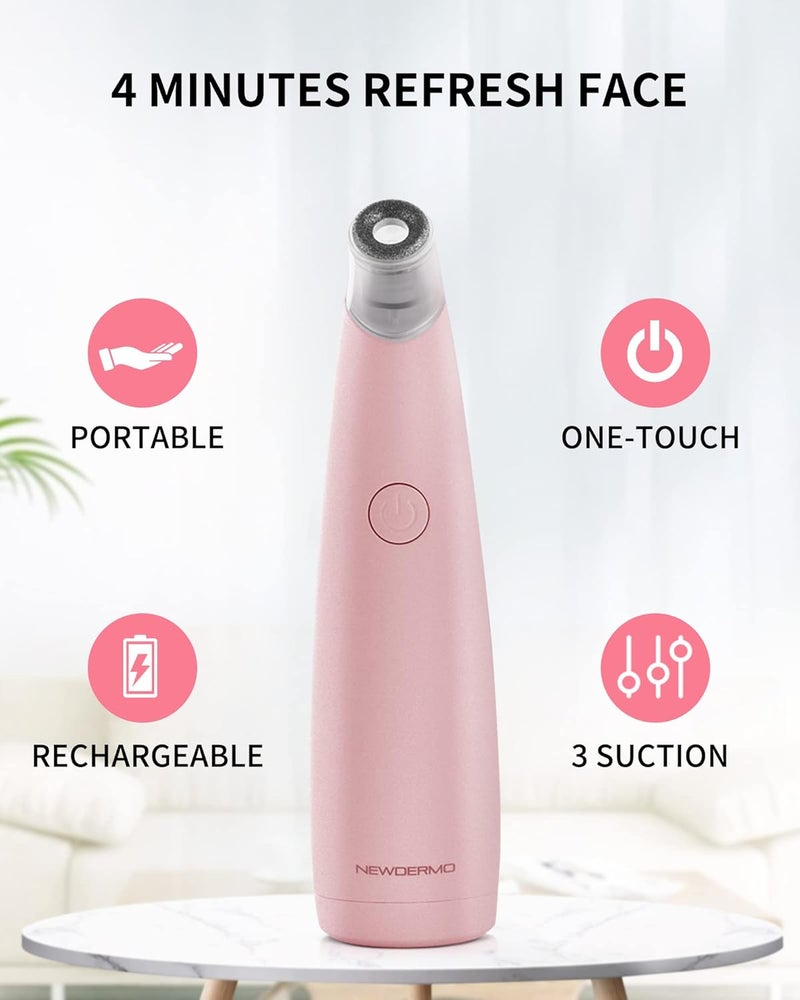 NEWDERMO 2-in-1 Microdermabrasion Machine for Facial, Diamond Microdermabrasion Device USB Rechargeable - Advanced Home Facial Treatment Machine (Pink) - Image 4