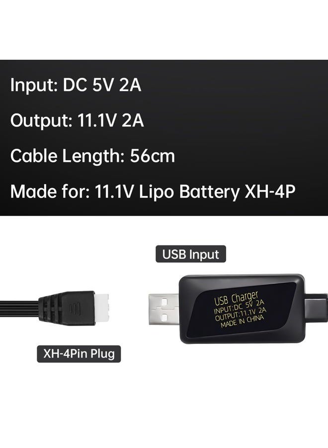 Fytoo 3S 11.1V 2A USB Fast Charging Cable for RC Cars, Drones, Car Models, RC Boats, Air Gun Toys Battery Charger with Overcharge Protection Overvoltage Protection LED Display - Image 5