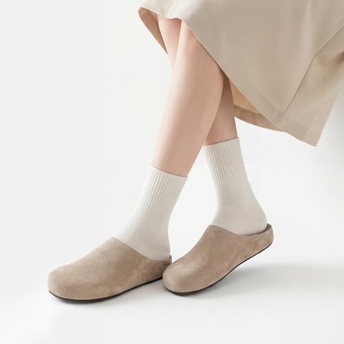 Stelle Clogs Women Mens Arch Support Suede Soft Cork Footbed Sandals Potato Shoes Slip on Home Slippers NonSlip ComfortTaupeLeather8 - Image 3