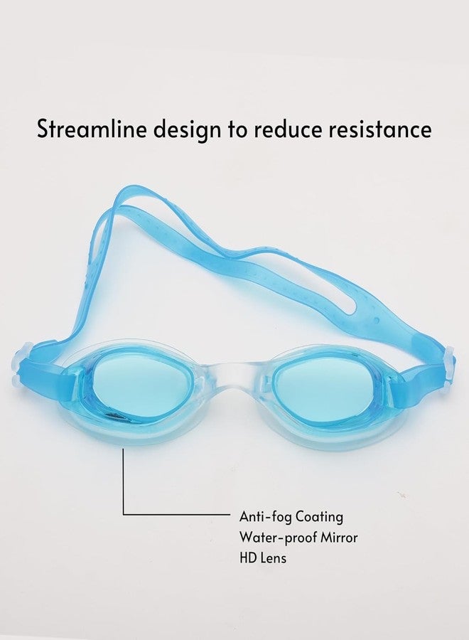 G.FIDEL نظارات سباحة للأطفال من جي.فيدل، مضادة للضباب والحماية من الأشعة فوق البنفسجية، عبوة من قطعة واحدة - أزرق فاتح - Image 3