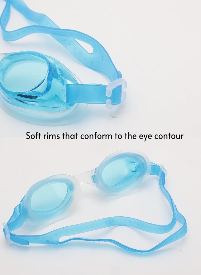 G.FIDEL نظارات سباحة للأطفال من جي.فيدل، مضادة للضباب والحماية من الأشعة فوق البنفسجية، عبوة من قطعة واحدة - أزرق فاتح - Image 4