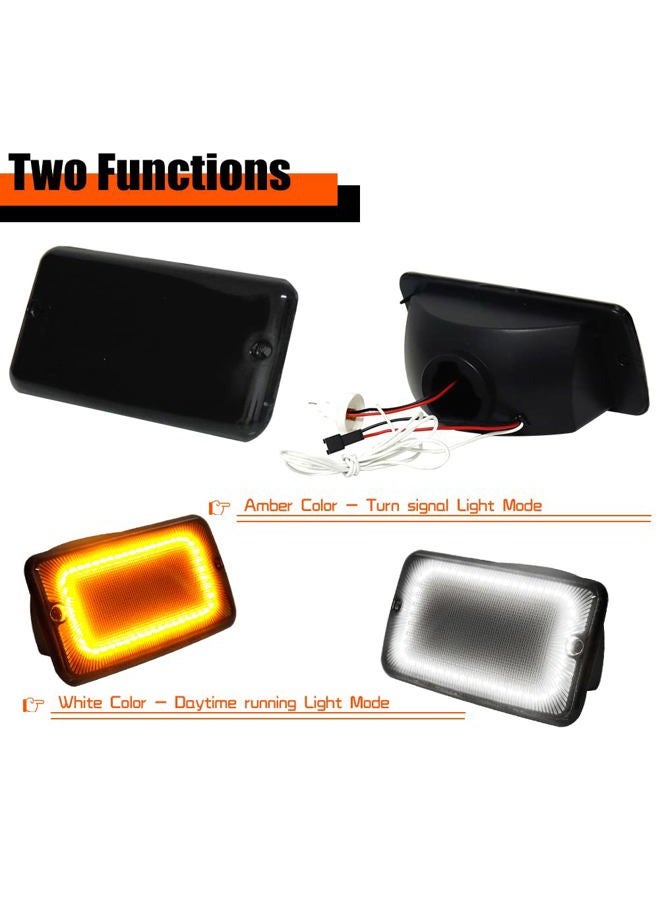 Tonsya For 1997 1998 1999 2000 2001 2002 2003 2004 2005 2006 Jeep Wrangler TJ Front Corner Turn Signal Parking Lights & Daytime running lamps 2 IN 1 Smoked Lens 55157033AA, 55157032AA - Image 3