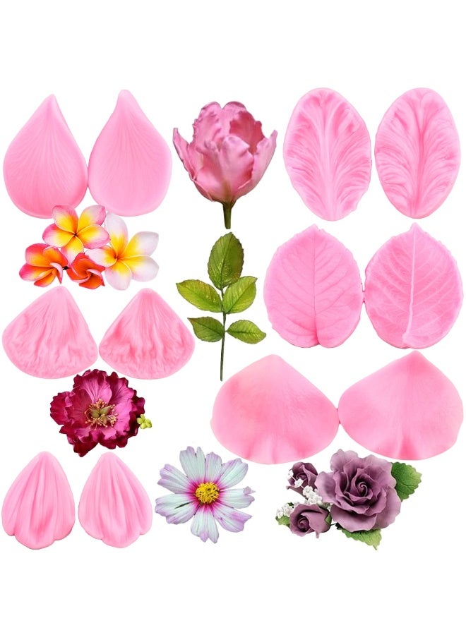 ZiXiang Gumpaste Flower Silicone Veining Mold Set Rose Peony Plumeria Daisy Orchid Molds for Sugar Craft Cake Decorating Candy Polymer Clay - Image 1