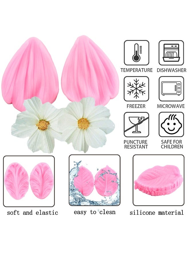 ZiXiang Gumpaste Flower Silicone Veining Mold Set Rose Peony Plumeria Daisy Orchid Molds for Sugar Craft Cake Decorating Candy Polymer Clay - Image 2