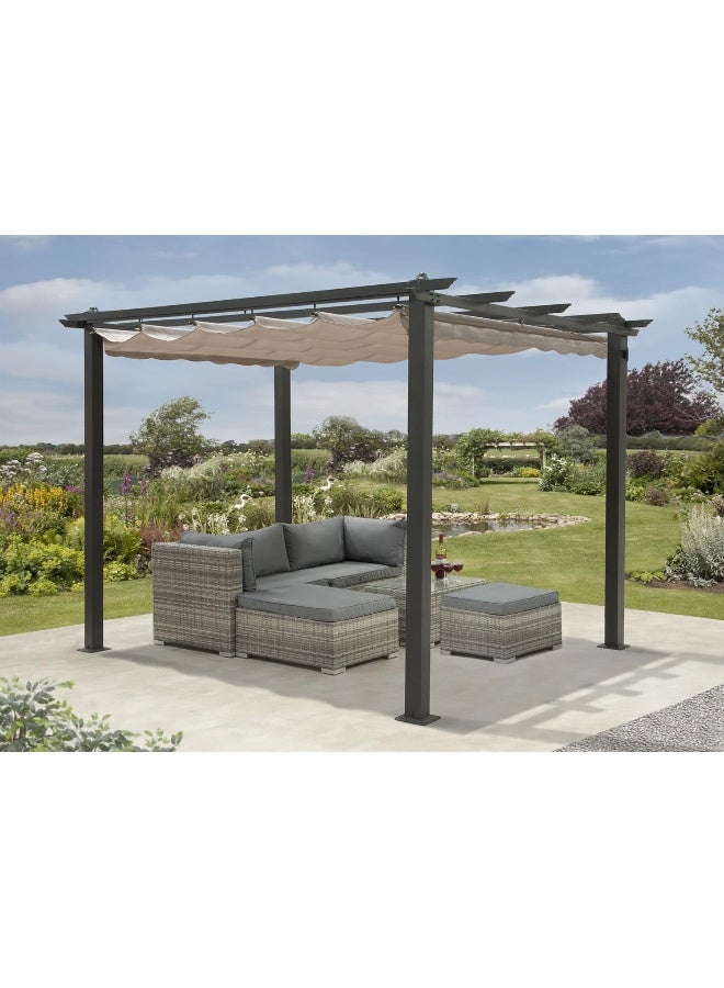 Yulan Outdoor Retractable Pergola Canopy Patio Gazebo Sun Shelter with Steel Frame for Outdoors, Cream White 3x3x2.3 - Image 1