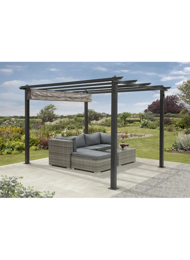 Yulan Outdoor Retractable Pergola Canopy Patio Gazebo Sun Shelter with Steel Frame for Outdoors, Cream White 3x3x2.3 - Image 2