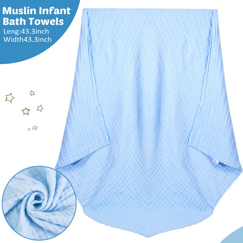 Chumia 6 Pack Baby Muslin Bath Towels 43.3 x 43.3 Inch Cotton Soft Infant Towels Large Swaddle Receiving Blankets 6 Layers for Newborn Toddlers Boys Girls - Image 2