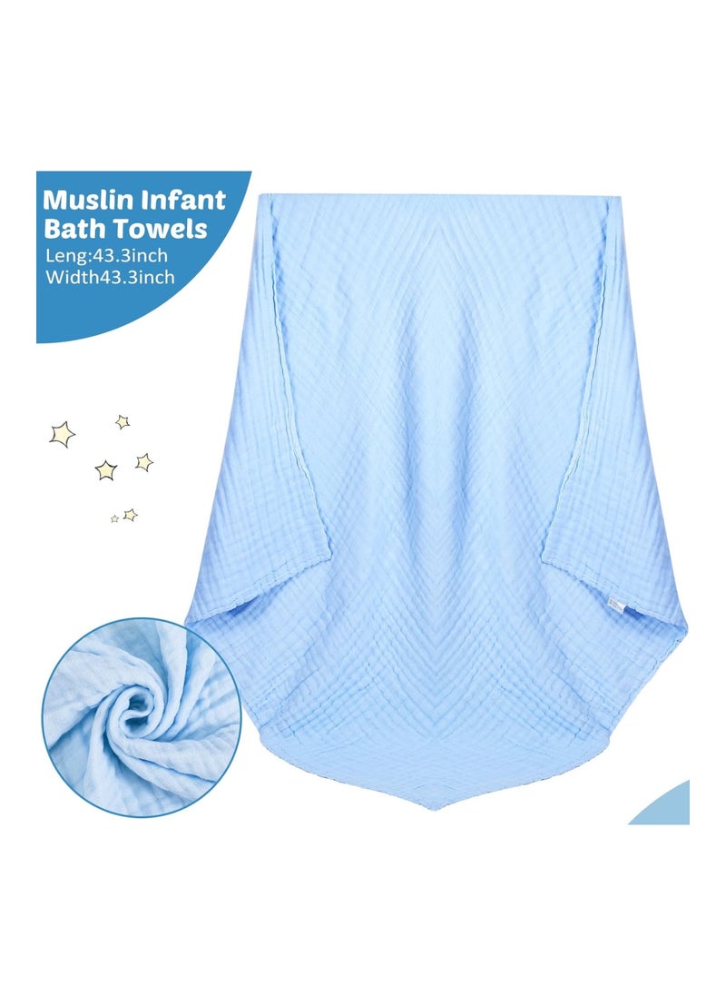 Chumia 6 Pack Baby Muslin Bath Towels Cotton Soft Infant Towels Large Swaddle Receiving Blankets 6 Layers 43.3 X 43.3 Inch For Newborn Toddlers Boys Girls  - Image 2