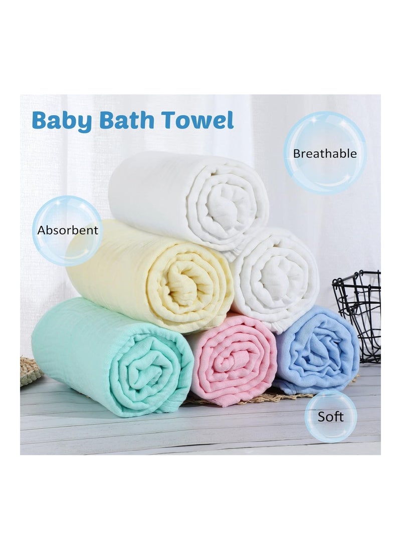 Chumia 6 Pack Baby Muslin Bath Towels Cotton Soft Infant Towels Large Swaddle Receiving Blankets 6 Layers 43.3 X 43.3 Inch For Newborn Toddlers Boys Girls  - Image 3