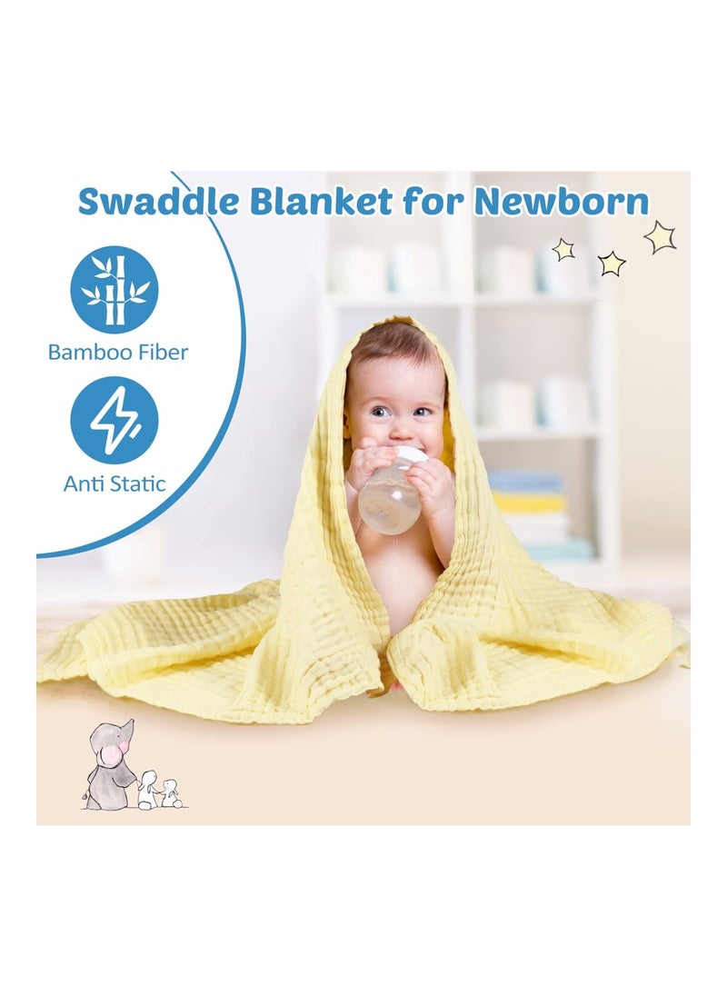 Chumia 6 Pack Baby Muslin Bath Towels Cotton Soft Infant Towels Large Swaddle Receiving Blankets 6 Layers 43.3 X 43.3 Inch For Newborn Toddlers Boys Girls  - Image 4