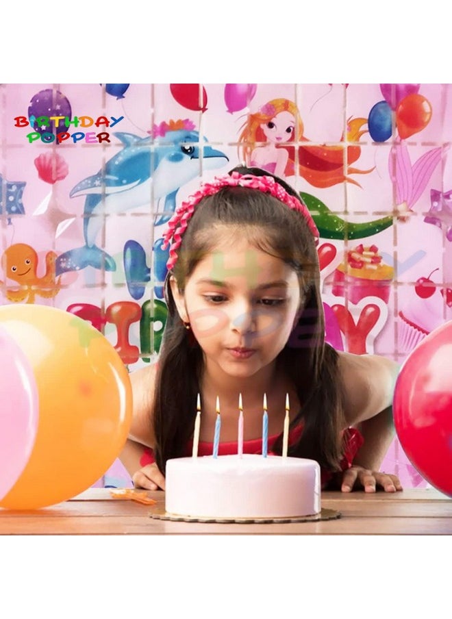 بيرث داي بوبر - ستارة عيد ميلاد بوبر بطابع حورية البحر المائي | عبوة من قطعتين | 3.5 قدم × 6.5 قدم لكل منهما | لافتات خلفية مثالية لحفلات الأطفال والديكورات - Image 1