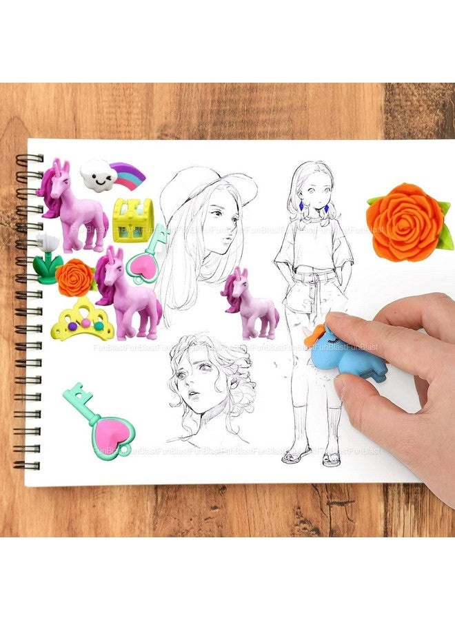 فنبلاست ممحاة يونيكورن من فن بلاست - ممحاة قابلة للسحب، ممحاة مبتكرة بطابع يونيكورن، ممحاة كاواي للأطفال والطلاب، هدية قرطاسية فاخرة للأطفال، هدية إرجاع للأطفال (تاج) - Image 5