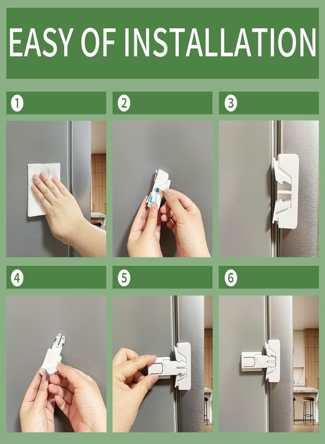 Snowharp Child Proof Refrigerator Door Lock, Baby Safety Fridge Door Latches, One Handed Operation, No Tools Need or Drill (White2) - Image 3