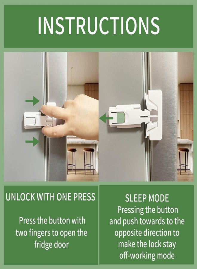 Snowharp Child Proof Refrigerator Door Lock, Baby Safety Fridge Door Latches, One Handed Operation, No Tools Need or Drill (White2) - Image 4