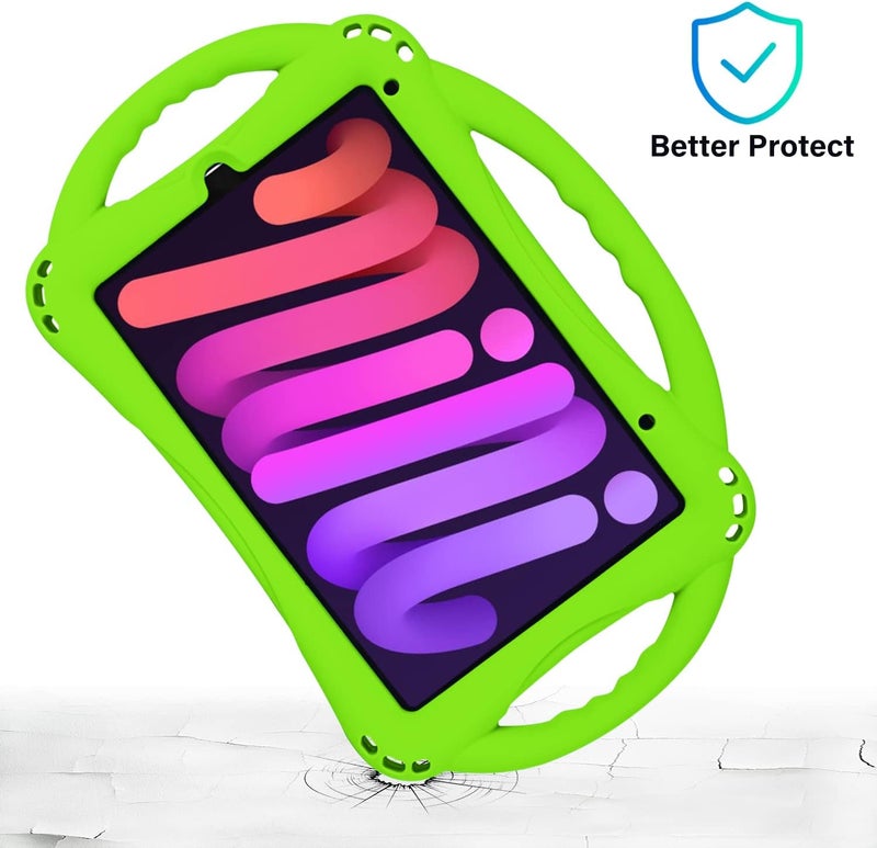 TopEsct Kids Case for iPad Mini 6th Generation Case Heavy Duty Shockproof Cover Childproof Protective Kids Cover with Three Handle Stand for 8.3 inch iPad Mini 6（Green） - Image 2